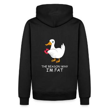 Ente mit Donut Spruch The reason why I'm fat - Männer Premium Bio Hoodie - Schwarz - Hinten - Nico (187cm)