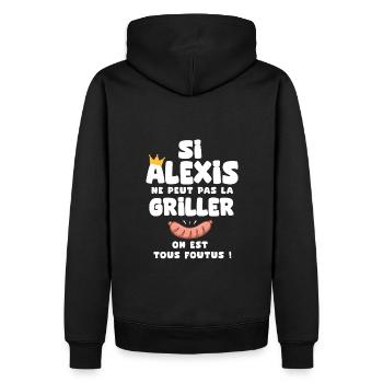 Alexis roi barbecue cadeau alexis fêtes - Sweat à capuche Premium bio Homme - noir - Dos - Nico (187cm)