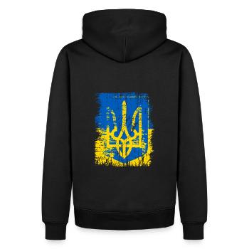 Ukraine - Männer Premium Bio Hoodie - Schwarz - Hinten - Nico (187cm)