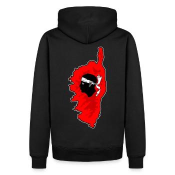 Corsica - Men’s Premium Organic Hoodie - black - Back - Nico (187cm)