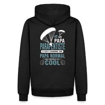PAPA PARAPENTISTE cadeau parapente papa - Sweat à capuche Premium bio Homme - noir - Dos - Nico (187cm)