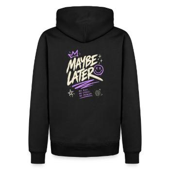 Peut-être plus tard – pas de précipitation, pas de stress, pas de problème - Sweat à capuche Premium bio Homme - noir - Dos - Nico (187cm)
