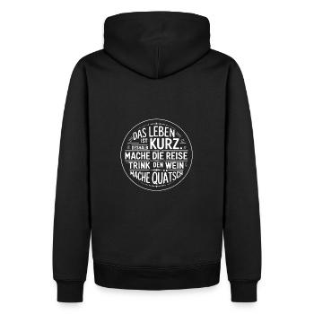 Das Leben ist eine kurze Reise - nutze die Zeit - Männer Premium Bio Hoodie - Schwarz - Hinten - Nico (187cm)