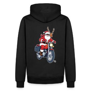 Santa auf Motorrad - Männer Premium Bio Hoodie - Schwarz - Hinten - Nico (187cm)
