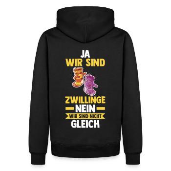 Zwillingsgeschwister Zwilling Zwillinge - Männer Premium Bio Hoodie - Schwarz - Hinten - Nico (187cm)