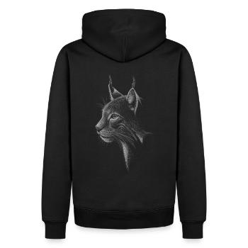 Luchs Kritzelkunst Wildkatze Katze Illustration - Männer Premium Bio Hoodie - Schwarz - Hinten - Nico (187cm)