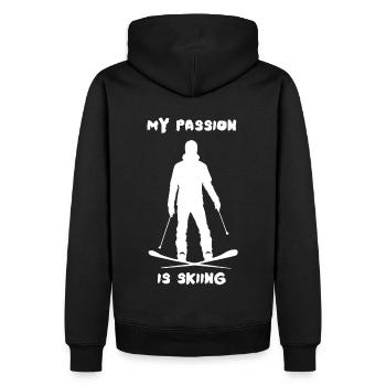 My passion is Skiing - Männer Premium Bio Hoodie - Schwarz - Hinten - Nico (187cm)