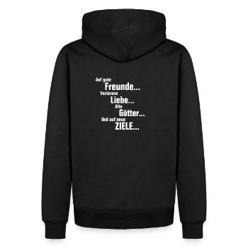 Auf Gute Freunde Geschenk Geschenkidee - Männer Premium Bio Hoodie - Schwarz - Hinten - Nico (187cm)