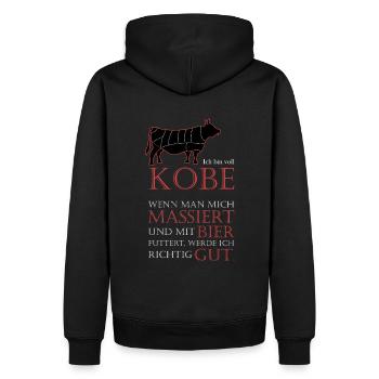 Kobe - richtig gut - Männer Premium Bio Hoodie - Schwarz - Hinten - Nico (187cm)