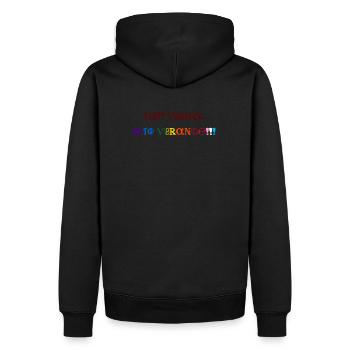Aggressively positive - Men’s Premium Organic Hoodie - black - Back - Nico (187cm)