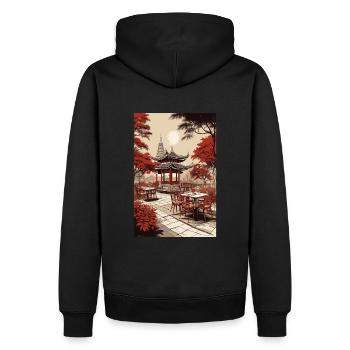 Asiatisches Kaffee - Männer Premium Bio Hoodie - Schwarz - Hinten - Nico (187cm)