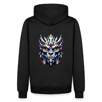 Geometrischer Gargoyle: Farbenfrohe abstrakte Kunst - Männer Premium Bio Hoodie - Schwarz - Hinten - Nico (187cm)