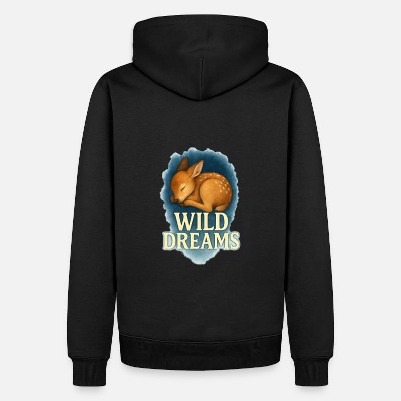Wild Dreams – Schlafendes Rehkitz - Männer Premium Bio Hoodie - Schwarz