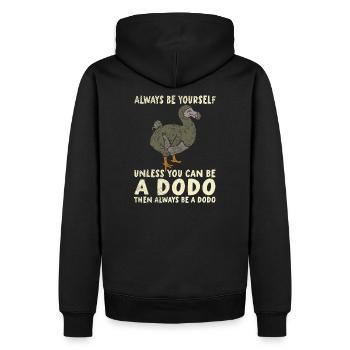 Dodo | Sei Du selbst | Sei ein Dodo - Männer Premium Bio Hoodie - Schwarz - Hinten - Nico (187cm)