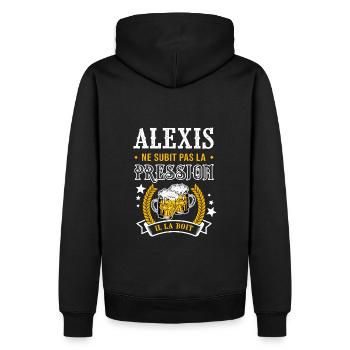 Alexis bière Alexis cadeau alexis fêtes - Sweat à capuche Premium bio Homme - noir - Dos - Nico (187cm)