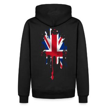 union jack - Männer Premium Bio Hoodie - Schwarz - Hinten - Nico (187cm)