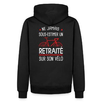 un retraité sur son vélo humour retraite cycliste - Sweat à capuche Premium bio Homme - noir - Dos - Nico (187cm)