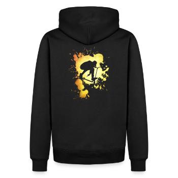 Roller rider splash Logo - Männer Premium Bio Hoodie - Schwarz - Hinten - Nico (187cm)