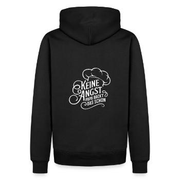 Papa backt das schon. Unser Papa ist Bäcker - Männer Premium Bio Hoodie - Schwarz - Hinten - Nico (187cm)