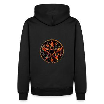Pentagramme dans une couronne de flammes pentagramme brûlant - Sweat à capuche Premium bio Homme - noir - Dos - Nico (187cm)