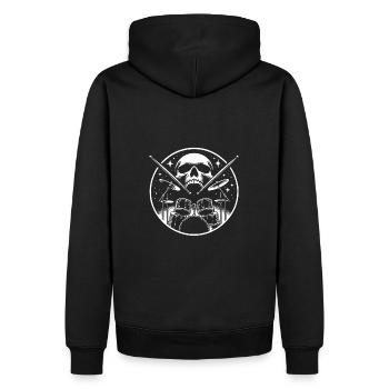 Schlagzeug und Skull Schlagzeuger Rockband - Männer Premium Bio Hoodie - Schwarz - Hinten - Nico (187cm)