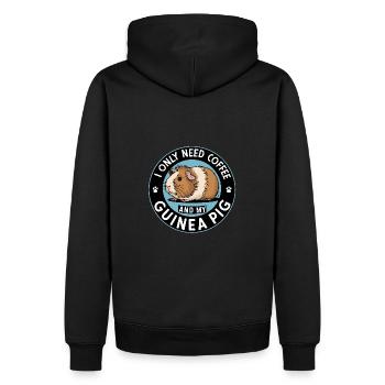 Brauche nur Kaffee und mein Meerschweinchen - Männer Premium Bio Hoodie - Schwarz - Hinten - Nico (187cm)