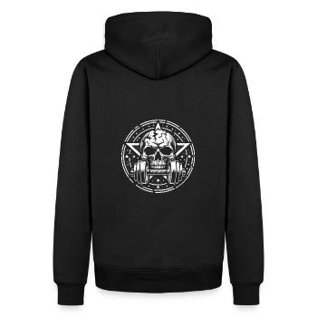 Entraînement de musculation avec haltère crâne et pentagramme - Sweat à capuche Premium bio Homme - noir - Dos - Nico (187cm)