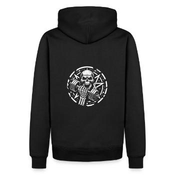 Entraînement de musculation avec haltère crâne et pentagramme - Sweat à capuche Premium bio Homme - noir - Dos - Nico (187cm)