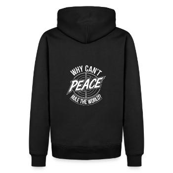 Warum nicht Frieden für alle - Männer Premium Bio Hoodie - Schwarz - Hinten - Nico (187cm)