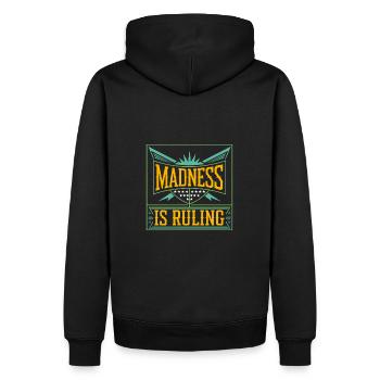 La folie règne sur le monde Motivation Espoir - Sweat à capuche Premium bio Homme - noir - Dos - Nico (187cm)