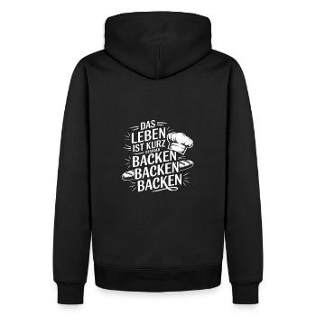 Das Leben ist kurz - nutze es zum Backen - Männer Premium Bio Hoodie - Schwarz - Hinten - Nico (187cm)