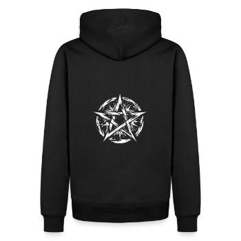 Zerrissenes Pentagramm Okkultes Zeichen - Männer Premium Bio Hoodie - Schwarz - Hinten - Nico (187cm)