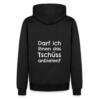 Darf ich Ihnen das Tschüss anbieten? - Männer Premium Bio Hoodie - Schwarz - Hinten - Nico (187cm)