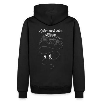 WANDERN - Nur noch eine Kurve... - Männer Premium Bio Hoodie - Schwarz - Hinten - Nico (187cm)