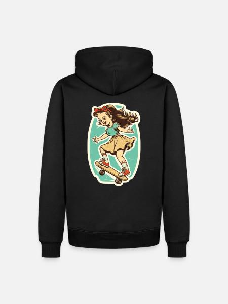 Skater-Mädchen - Männer Premium Bio Hoodie - Schwarz