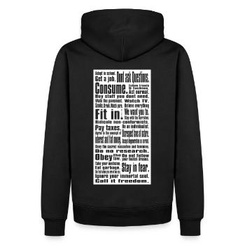 Obéir beaucoup I Say Penseur socio-critique - Sweat à capuche Premium bio Homme - noir - Dos - Nico (187cm)