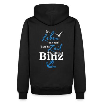Binz - Das Leben ist zu kurz.../Ostseebad Binz - Männer Premium Bio Hoodie - Schwarz - Hinten - Nico (187cm)