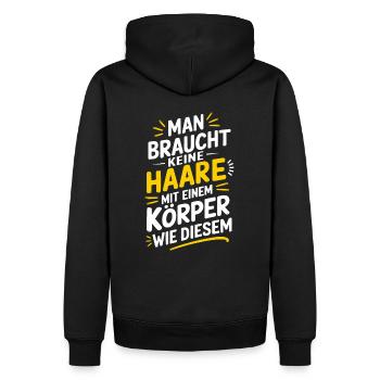 Haarausfall Glatze Frisur , Lustiges Glatzenträger - Männer Premium Bio Hoodie - Schwarz - Hinten - Nico (187cm)