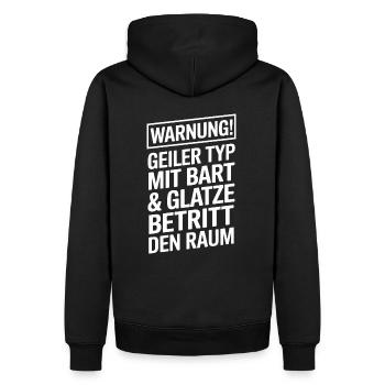 Glatze Frisur Haarausfall, Glatzenträger - Männer Premium Bio Hoodie - Schwarz - Hinten - Nico (187cm)
