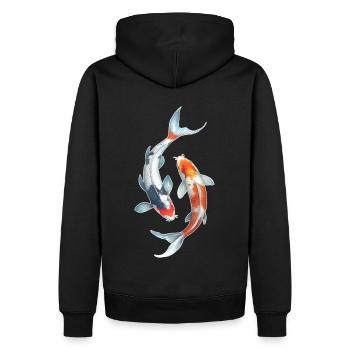 Carpe koï - Sweat à capuche Premium bio Homme - noir - Dos - Nico (187cm)