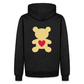 ★ Les couleurs de conception peuvent être modifiées ★ Ours avec un cœur - Sweat à capuche Premium bio Homme - noir - Dos - Nico (187cm)