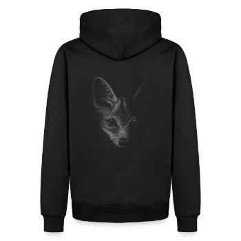 Fuchsige Fuchs im Dunkel Bleistift Illustration - Männer Premium Bio Hoodie - Schwarz - Hinten - Nico (187cm)