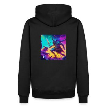 Cyber Viking - Männer Premium Bio Hoodie - Schwarz - Hinten - Nico (187cm)
