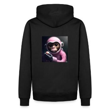 SpaceMonkey - Männer Premium Bio Hoodie - Schwarz - Hinten - Nico (187cm)