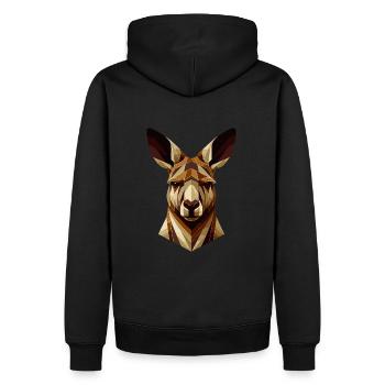 Abstraktes geometrisches Känguru - Farbgestaltung - Männer Premium Bio Hoodie - Schwarz - Hinten - Nico (187cm)