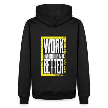 Work better - Sweat à capuche Premium bio Homme - noir - Dos - Nico (187cm)