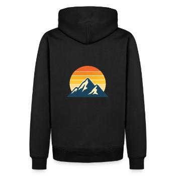 Sonnenaufgang Berge - Männer Premium Bio Hoodie - Schwarz - Hinten - Nico (187cm)