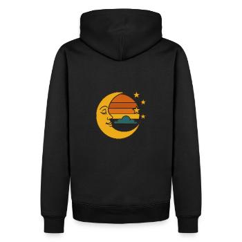 Forest Whisper – Retro Fox Spirit - Männer Premium Bio Hoodie - Schwarz - Hinten - Nico (187cm)