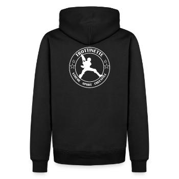 Logo TROTTINETTE Blanc 4 - Sweat à capuche Premium bio Homme - noir - Dos - Nico (187cm)