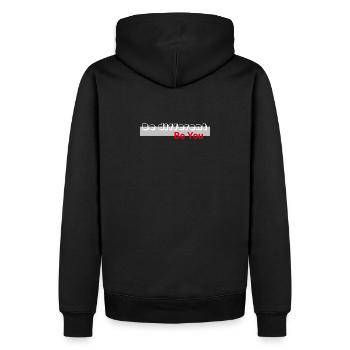 Sei anders, sei du - Männer Premium Bio Hoodie - Schwarz - Hinten - Nico (187cm)